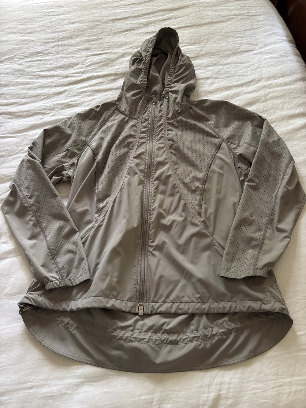 Athleta Gray Lightweight Hooded Jacket Windbreaker XL
